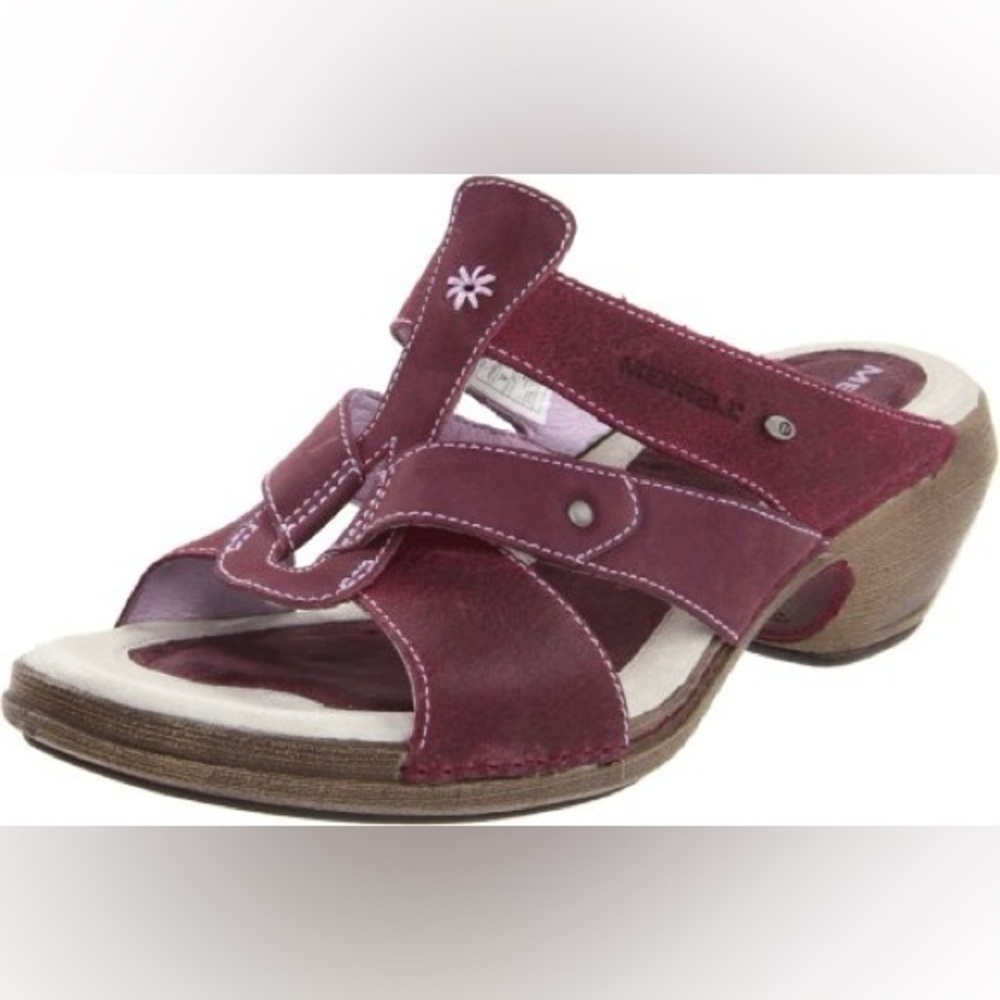 Merrell Luxe Slide Viola Size 9 Mules Sandals Purple Wedge Leather Open Toe
